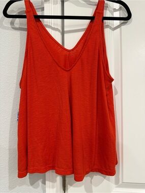 Free People Vibrant Orange V-Neck Tank